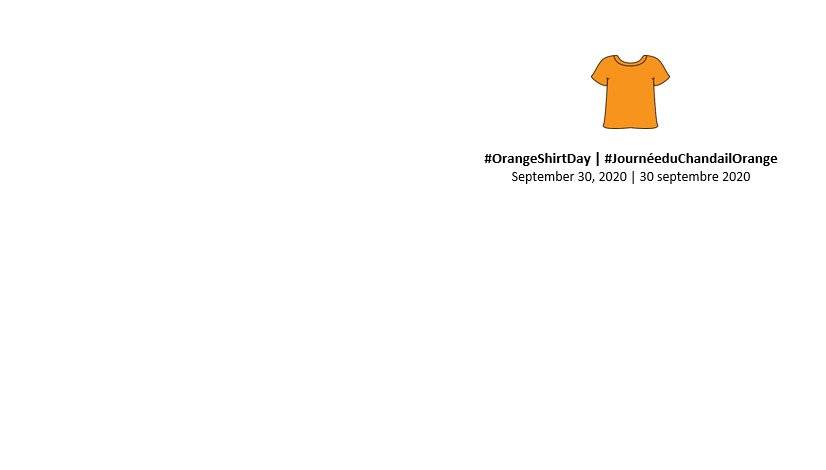 In case anyone is like me and realized that they don't own a thread of orange clothing, here is a background that I created to use today on my video calls. Pls feel free to use/share - Meegwetch, thank you. 🧡

 #OrangeShirtDay2020 #Reconciliation 
<a href="/GCIndigenous/">GCIndigenous</a> <a href="/GovCanNorth/">GovCan – North</a>