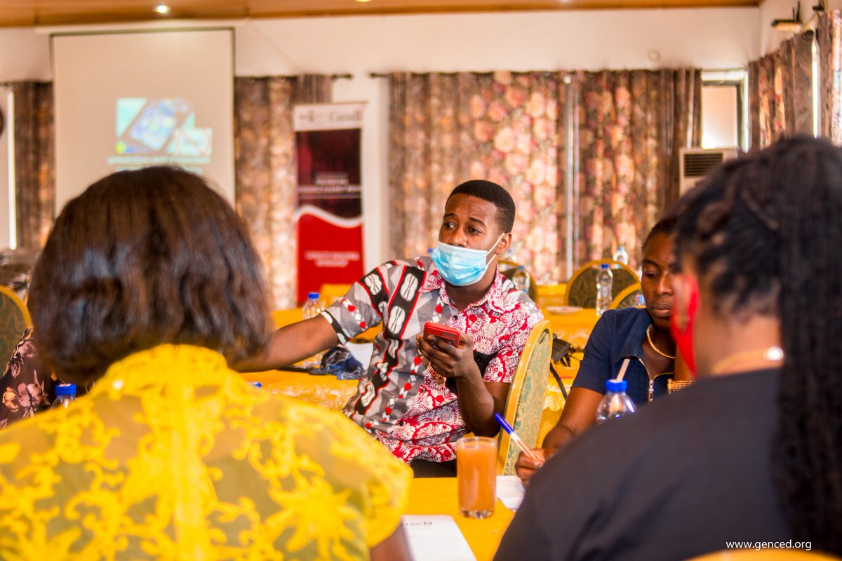 GenCEDgh's tweet photo. Breakout group session discussing #CyberBullying as a form of violence against women in elections at the capacity building workshop on #VAWE by @GenCEDgh and @CanHCGhana. #ENDVAWE #genderelectionwatch https://t.co/n5hVe7mQS3