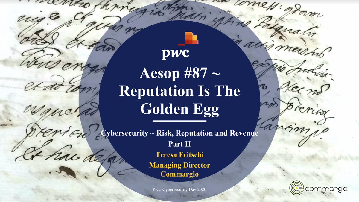 #CEO? Register today to hear @Commarglo's #TeresaFritschi speak on #reputation and #cybersecurity @PwC_Luxembourg, on #October29 for @LuxSecurityWeek - survey.pwc.lu/efm/itw/answer…! 🇱🇺 #rsvp #pwc #riskmanagement #luxsecurityweek #luxembourg #commarglo