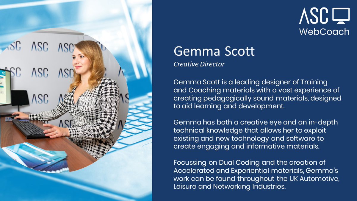 ASCWebCoach's tweet image. Meet the ASC WebCoach Team 💻

Now&apos;s your chance to get to know our team here at ASC WebCoach! 

Get to know us better by viewing our profiles attached to this post

#virtualtraining #virtualbusinesstraining #onlinetraining #onlinebusinesstraining #meettheteam #trainingdirector