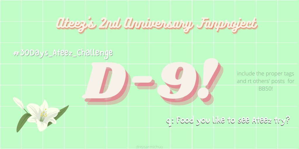 DAY 9Q: Food you like to see Ateez try? #30Days_ATEEZ_Challenge  @ATEEZofficial  #ATEEZ   ATEEZ WORLD DOMINATION  #에이티즈   Retweet this post! Consistency is the key! kaja! (post in 30 mins)