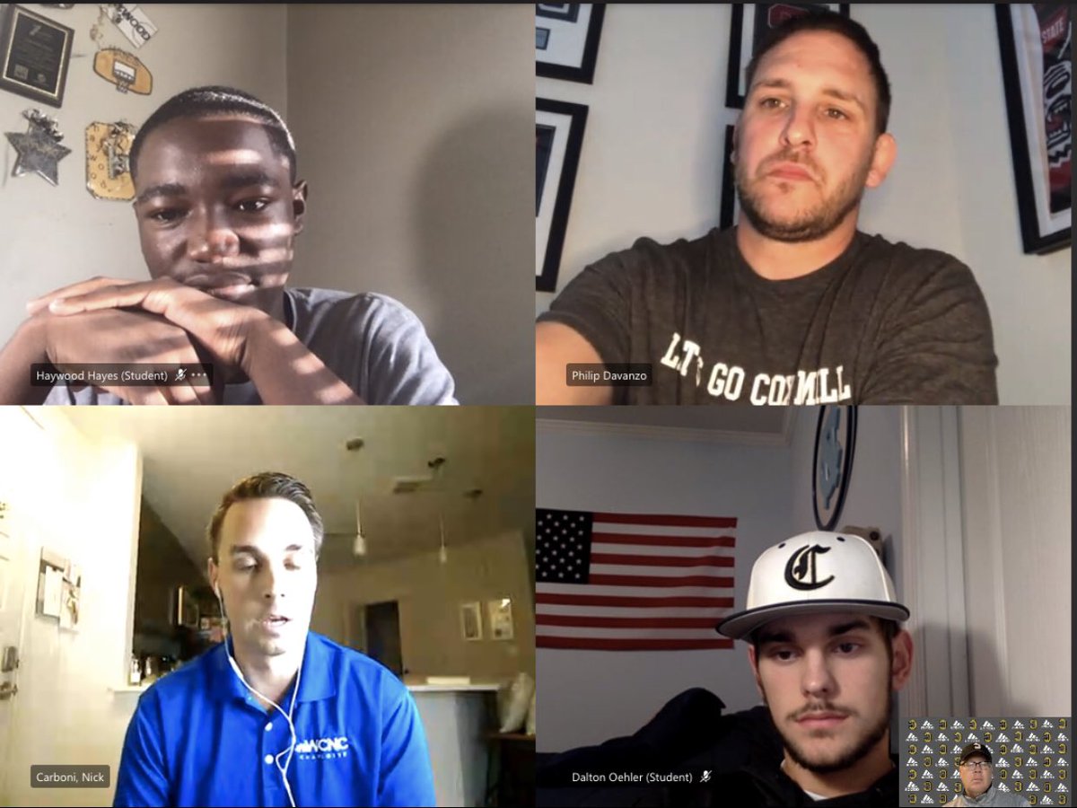 _CHSathletics's tweet photo. Another 8am call for @hayes_haywood and @daltonoehler_ !  Lots of good discussion with @NickCarboniWCNC .  I see some new ideas coming from today’s talk. https://t.co/zdEtot7y0O