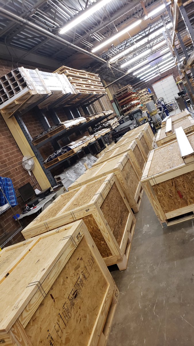 ShopBotTools's tweet photo. Look at all of those ShopBot Desktop MAX crates all lined up waiting to be shipped out! Kudos to our production team for working to get them all done and ready to go. #goShopBot #ShopBotTools #DesktopMAX #WorkingHard #BusyBees #MadeInUSA https://t.co/S2Hnsd7mSQ