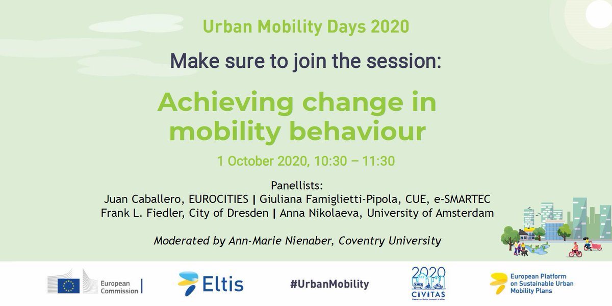 e_smartec's tweet photo. 👀Come and see Partner @covcampus - represented by @giugy77 - in the session 'Achieving change in #mobilitybehaviour' led by
@EltisPortal during the Urban Mobility Days 2020.
The session will take place #tomorrow, on Oct. 1, 10.30-11.30 CET.
More👉https://t.co/VLPX8DlRZm https://t.co/Jx3TqEAaN7