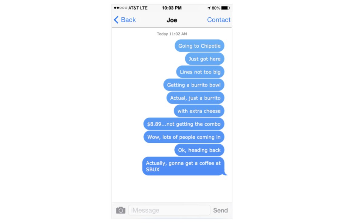 4/ Employees at one company were getting a bit liberal with lunch time, so their boss made everyone text when they started and ended lunch.One dude started texting every detail: start time, order, price, address, end time, random emotions. They cancelled the policy.