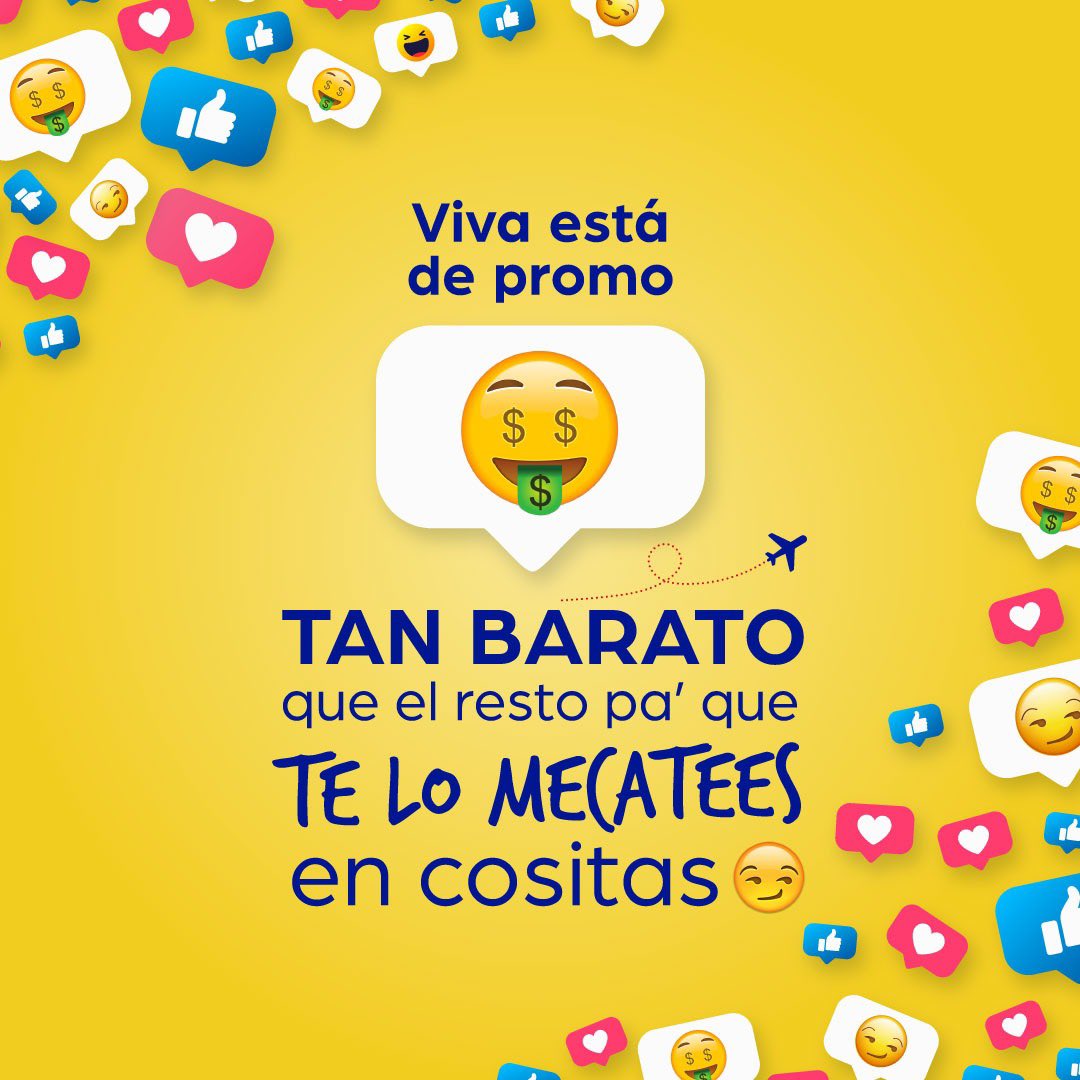Viajar con Viva es tan barato como ir a cine🍿, comer hamburguesa🍔 o tomarte un 🍹 .Tenemos una súper promo para comprar hasta el 2 de oct y volar desde el 14 de oct de 2020 hasta el 25 de marzo de 2021 🗓 aprovecha y compra tiquetes desde $59.900 bit.ly/3l4aqg7