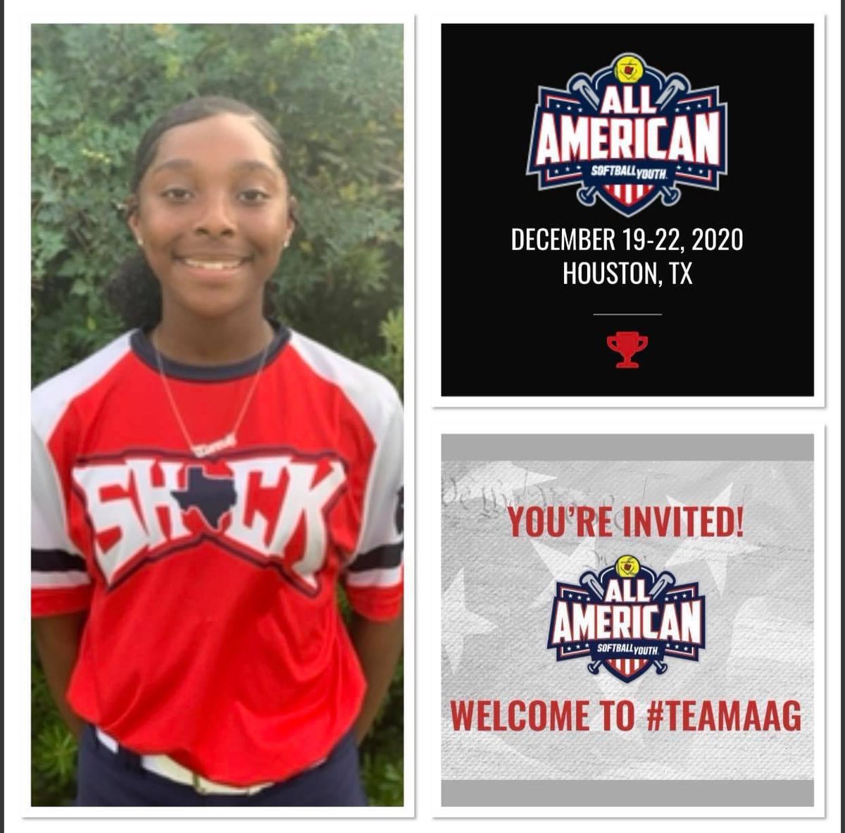 07Texas's tweet photo. ❤️💙Sending a big shoutout to our Tiannah Martins for being selected to play in the All-American games in Houston, TX this December! Congratulations!!
#SYAAG #TeamAAG @TXShock10TT @Los_Stuff @IHartFastpitch @rickcowan68 @StriveSoftball https://t.co/yWZ9CvMUxA