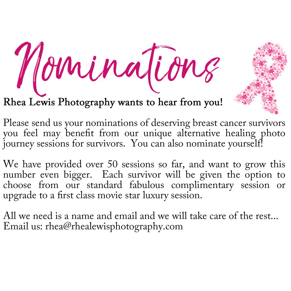 We continually accept nominations for our breast cancer warrior goddess project. We have photographed over 50 Amazing Survivors.⁠
Email me rhea@rhealewisphotography for more information #breastcancerawareness #survivors #nominations #boudoir #photography