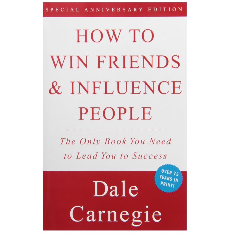 1. “How To Win Friends And Influence People” -Dale Carnegie This book teaches us so many things that can help YOU become a better person! If you are looking for an all around book on bettering your skills with other people and in life, then this book is for you!