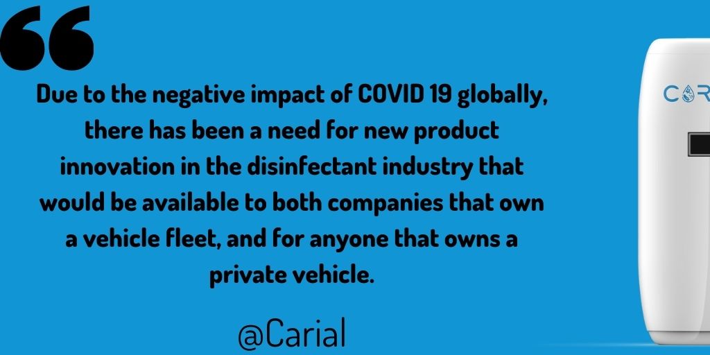 CarialDe's tweet photo. Due to the negative impact of COVID 19 globally, there has been a need for new product innovation in the disinfectant industry that would be available to both companies that own a vehicle fleet, and for anyone that owns a private vehicle. #smartcardisinfection #disinfection https://t.co/vAmVMHE4qq