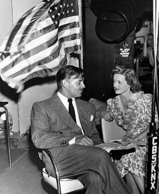 📻 #BetteDavis and #ClarkGable appear together on "Command Performance" for the Armed Forces Radio Network, c. 1942.