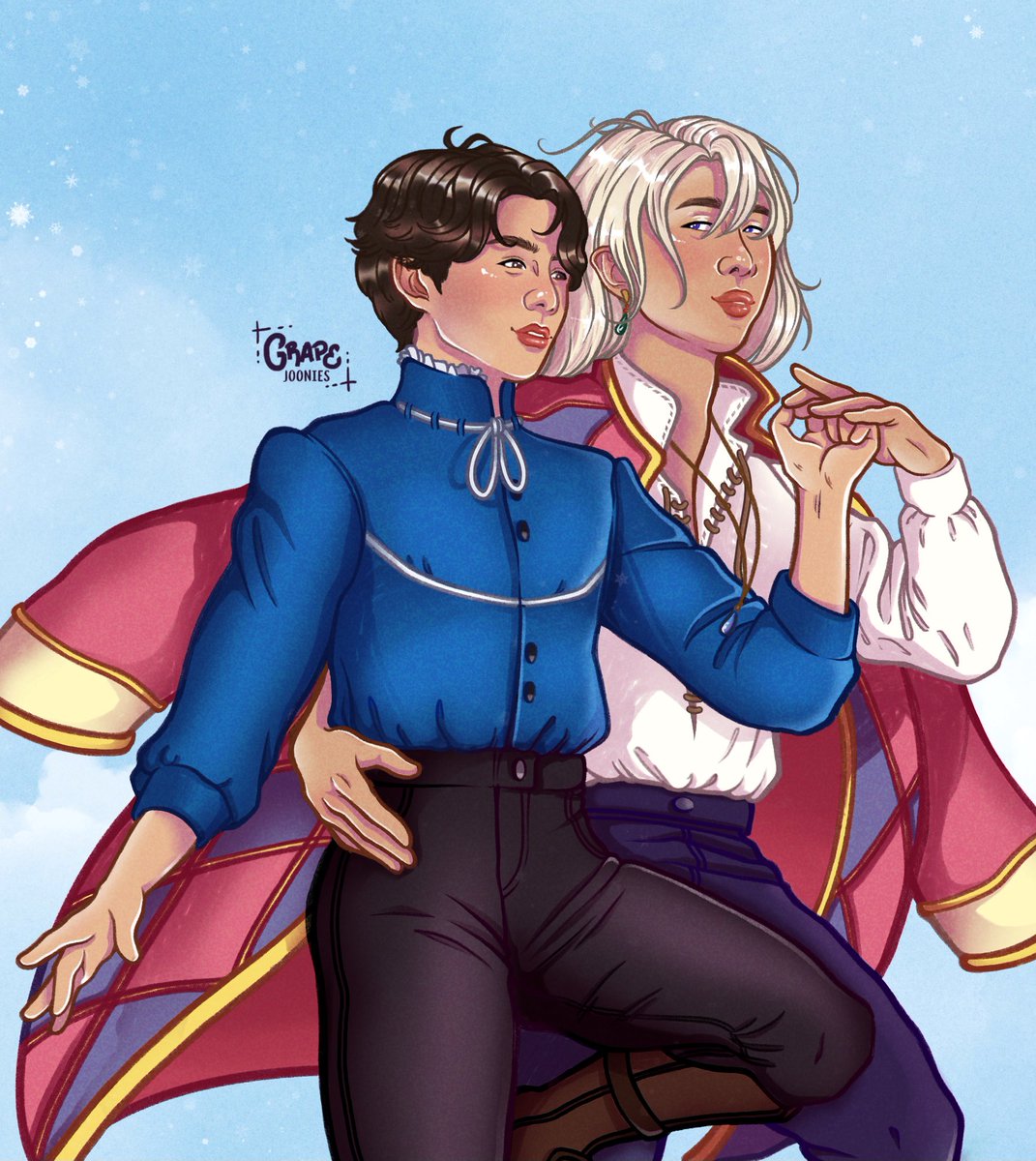 #NKWK20 day 1, Ghibli/Disney
Namkook’s Moving Castle for <a href="/namkookweek/">🐨NAMKOOK💚WEEK🐰</a> 
I’m super late but I had so much trouble with this drawing OTL
#Namkook #NamkookFanart #NamkookWeek #btsfanart