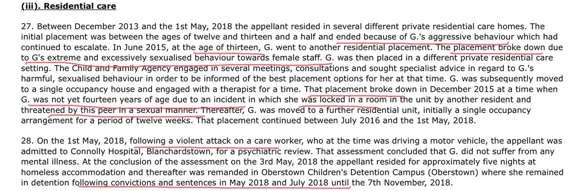 By the age of 13 the behaviour has become sexual and violent. Directed towards female staff. Culminating in an attack on another female that left her hospitalised. Between May and November 2018 they had three convictions.