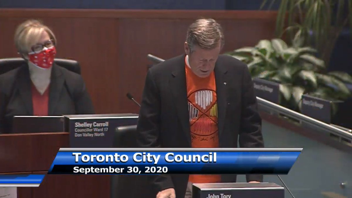 First Council meeting since the pandemic that’s partially taken place in the chamber. A few members are there while others are conferencing in. Mayor and several councillors are wearing orange shirts in support of survivors of residential schools.