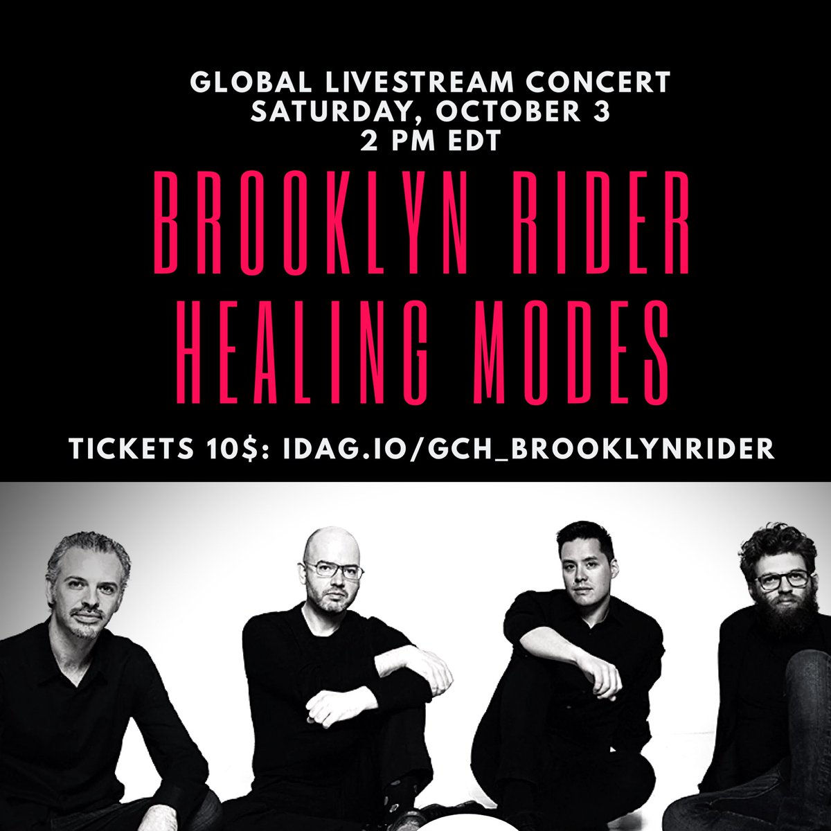 Join us around the world on Saturday, October 3, for a live concert from Boston's WGBH Studio, presented by IDAGIO!

8am Hawaii / 11am Los Angeles / 2pm Brooklyn / 7pm London / 8pm Berlin / 3am Tokyo (Oct 4)

Tickets are only $9.99! Reserve yours now:  idag.io/GCH_BrooklynRi…