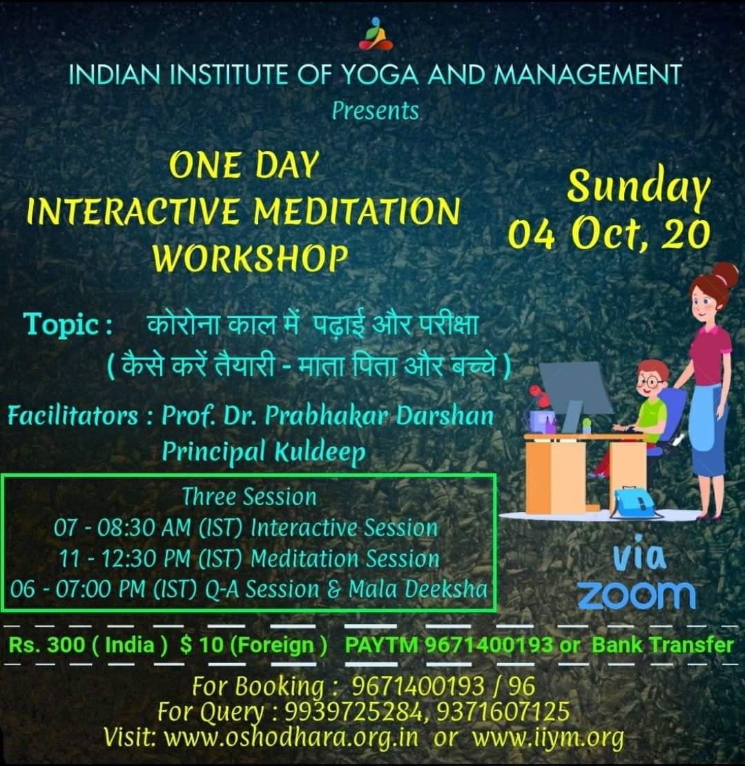 We heartily welcome #parents, #children & #teachers to #Sunday's #Online One Day #Meditation Workshop to learn how to grapple with #Study & #Exams in this #COVID19 time where #eLearning has suddenly replaced #ClassroomLearning.

Q&A Session & Mala Diksha by @SiddharthAulia Ji.🌹