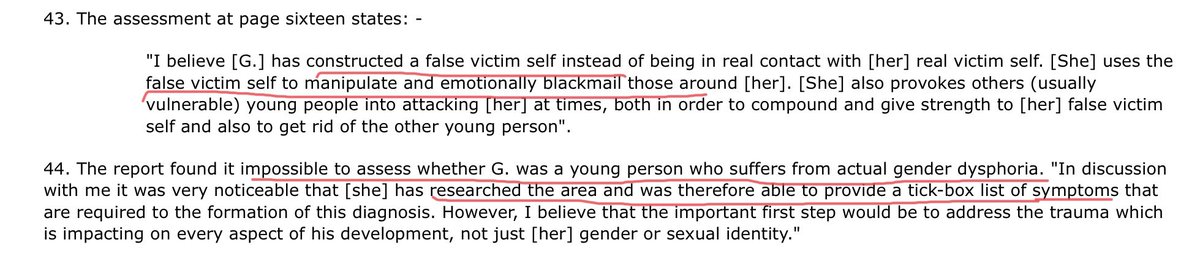 G creates a sense of them self as a victim to manipulate others. It is deemed impossible to correctly assess whether they suffer from “Gender Dysphoria”. Yet this person is assigned female pronouns through this judgement. Because G wishes it and because of SelfID