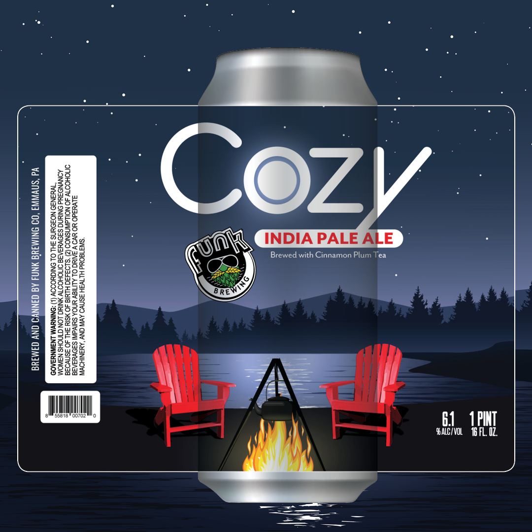 NEW CAN RELEASE! Get Cozy - The Cozy IPA is warming, sweet and juicy. Double dry hopped for a floral forward aroma to join the fruity plum with the exciting and festive Saigon cinnamon. Light the fire and sit down awhile. We’re open today for pick-up only, 2-6 pm.