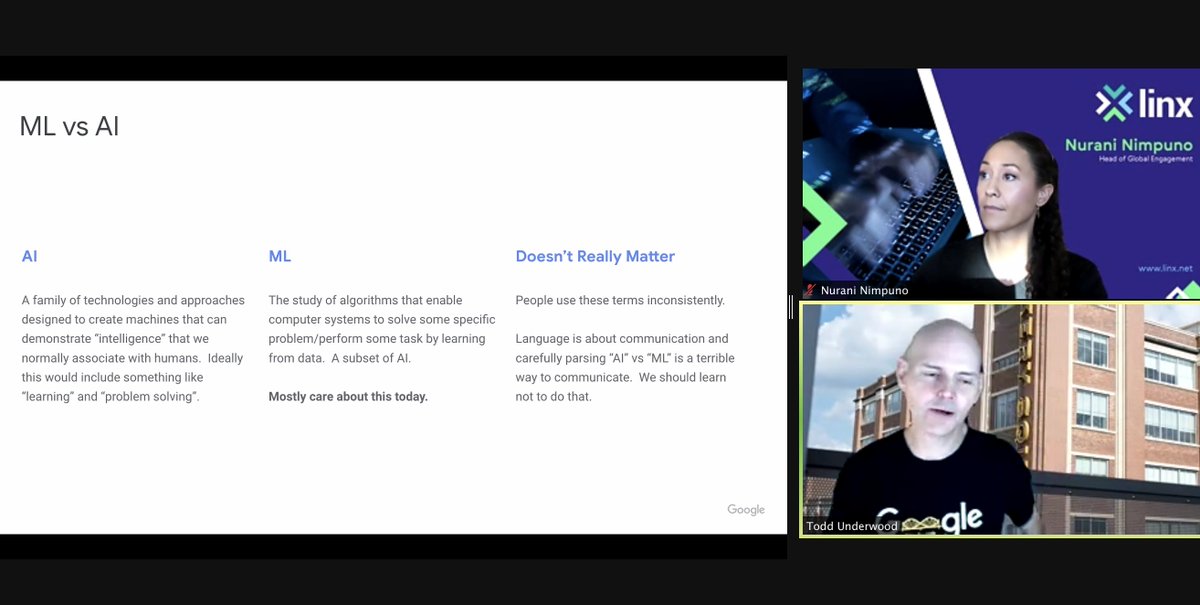 LINX_Network's tweet photo. And we're live! Todd already has us captivated with his intro and lively personality! When you have questions coming in before he's even started, you know you're in for a great session! #machinelearning #AI #ML #Networks #LINXPresents #Engineering #Technology https://t.co/AHSLE31ZEJ