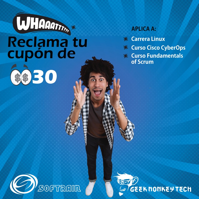 softrainve's tweet photo. Obtén cupón de US$ 30 de descuento para el curso de Cisco CyberOps, Carrera Linux o Fundamentals of Scrum. 
Solo debes registrarte y asistir al Workshop de TOGAF este jueves 01 de octubre es online en vivo 👇
https://t.co/zJBOrfDmqD

#gmonkeytech #softraincorp #itil #scrum #cobit https://t.co/L3nDk4DZsI