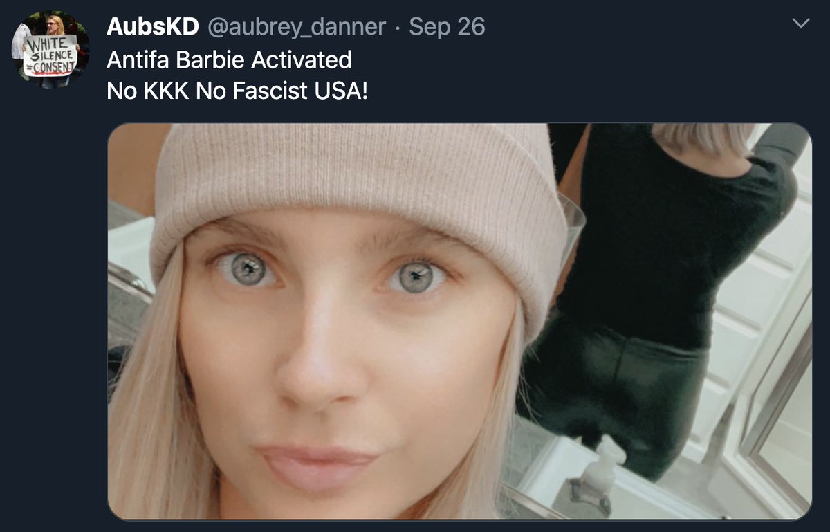 Aubrey K. Danner, 33, of Gladstone, Ore., was arrested at the violent BLM-antifa Portland protest. She works with young children in a gymnastics preschool program. She expresses extensive support for  #antifa on social media.  https://archive.vn/Gatak  #PortlandRiots