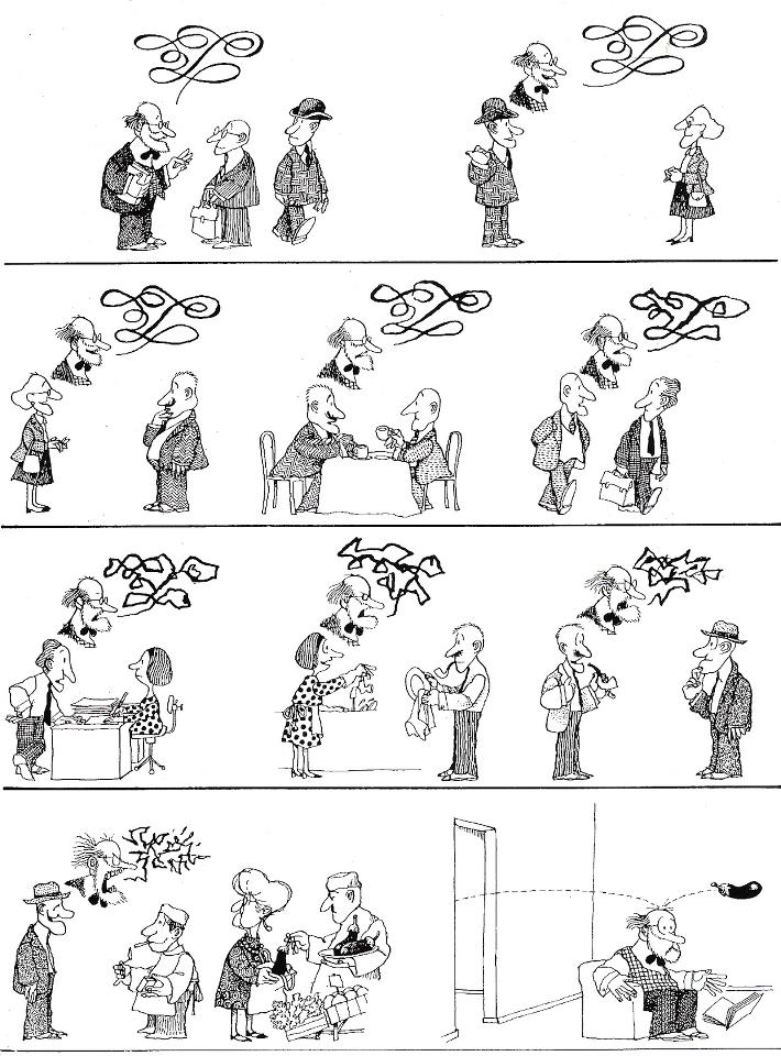 Another of my favorite Quino strips. His most famous creation was Mafalda, which had her own newspaper strip (and was great) but my favorite pieces of his are these one-off cartoons. English-speaking friends: track down his books #RIPQuino 