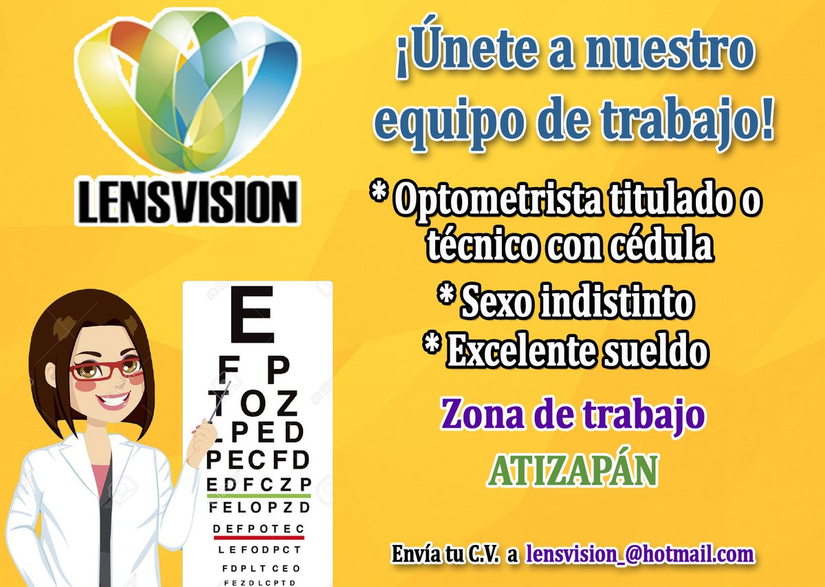 lensvision2's tweet photo. ¡Únete a nuestro equipo de trabajo!
#BolsaDeTrabajo #LensVision #óptica https://t.co/TEMolmpcQI