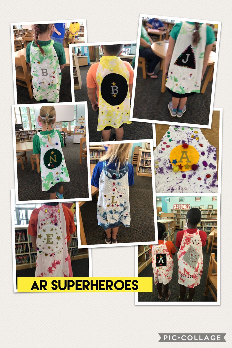 #BESDreamsbig with our reading superheroes. Students who met their summer goals today created capes in their house colors.