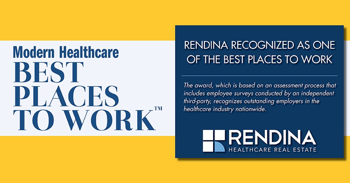 Rendina Healthcare Real Estate has been selected by Modern Healthcare as one of 2020’s Best Places to Work in Healthcare for a second straight year. Read more here: ow.ly/gimA50Bu5uf