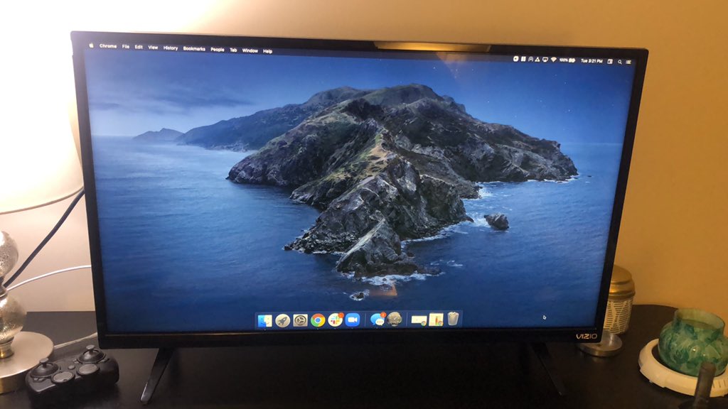 32” Vizio TV I’ve repurposed as a monitor. Quality is not great. Also probably not great for my eyes. But spreadsheets on this thing are marvelous.7/10