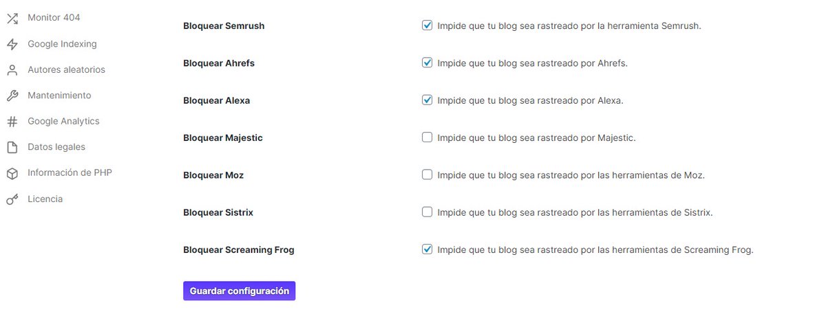 SeoXauen's tweet photo. 💥En muchas ocasiones nos puede ser útil bloquear los robots de las distintas herramientas, hemos pensando que como a nosotros os puede ser útil tambien activarlo en un solo clic 😜#wordpressthemes #WordPress #sinplugins https://t.co/kwgBhFm4de
