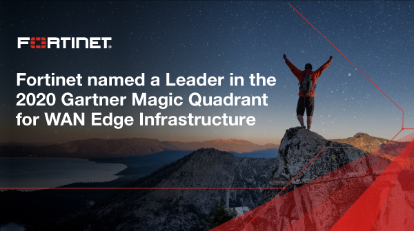 Congratulations to the #Fortinet team—we have been named a Leader in the 2020 Gartner Magic Quadrant for WAN Edge Infrastructure! More on this accomplishment here: ftnt.net/6015GLy33 #GartnerMQ