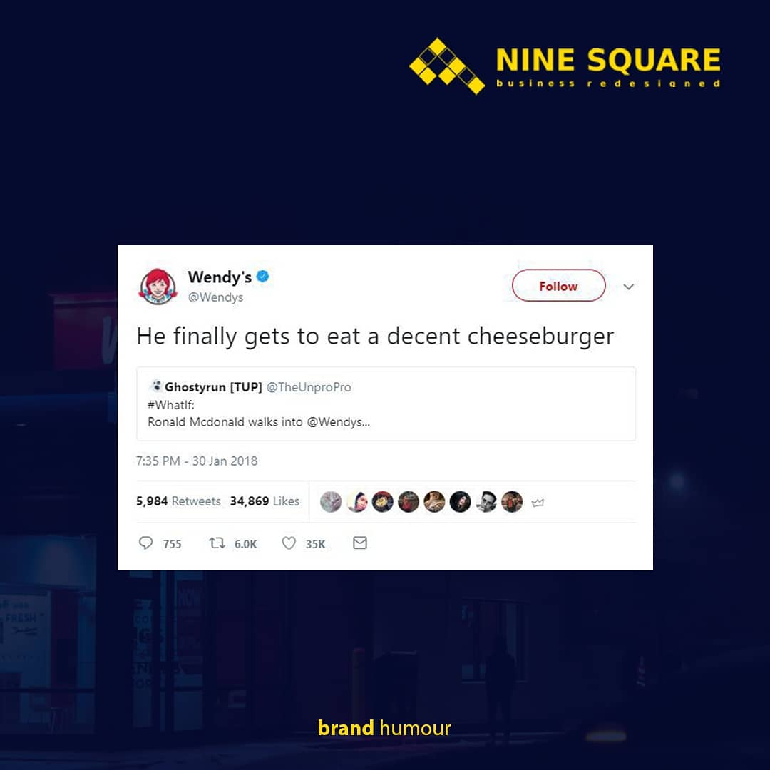 Wendy's never disappoint with their witty tweets!
Isn't this great how they pull this off? 

#branding #brandhumor #marketing #marketingconsultants #meme #advertising #wendys