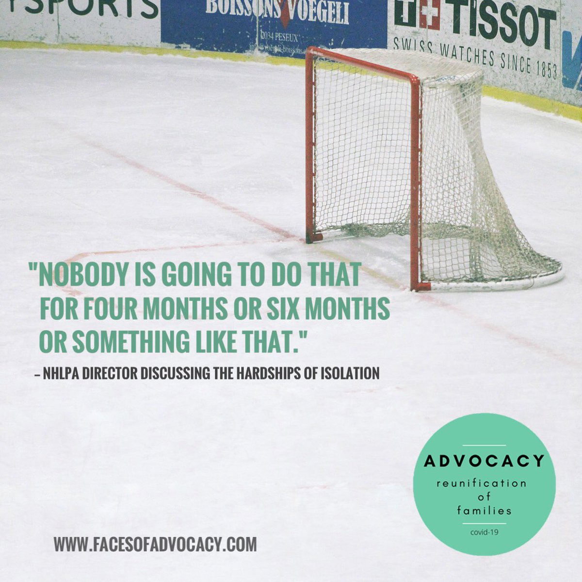 FacesofAdvocacy's tweet image. Except Canadians with foreign-national families HAVE done it. We have been isolated for 6 months.

If NHL players couldn’t bear 2 months apart from their loved ones, imagine how families separated for 6+ months feel! Enough is enough. 

@marcomendicino 
@BillBlair 
@PattyHajdu