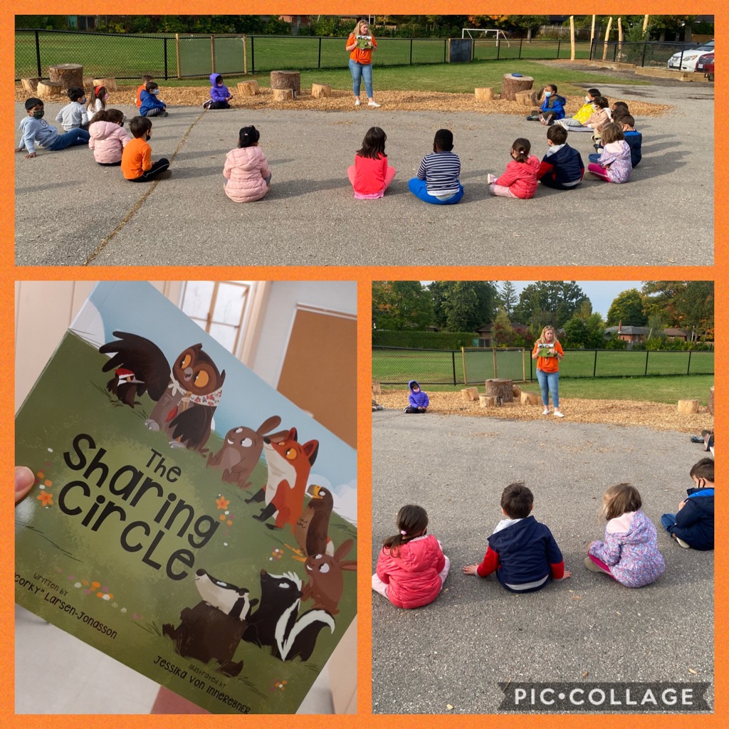 Today is #OrangeShirtDay2020. We read "The Sharing Circle" by Theresa "Corky" Larsen-Jonasson and talked about how we all have a voice to share and be listened to. We learned that a sharing circle is a place to feel safe and feel respected. <a href="/PeelSchools/">Peel District School Board</a> <a href="/queenston_dr/">Queenston Drive Public School</a>