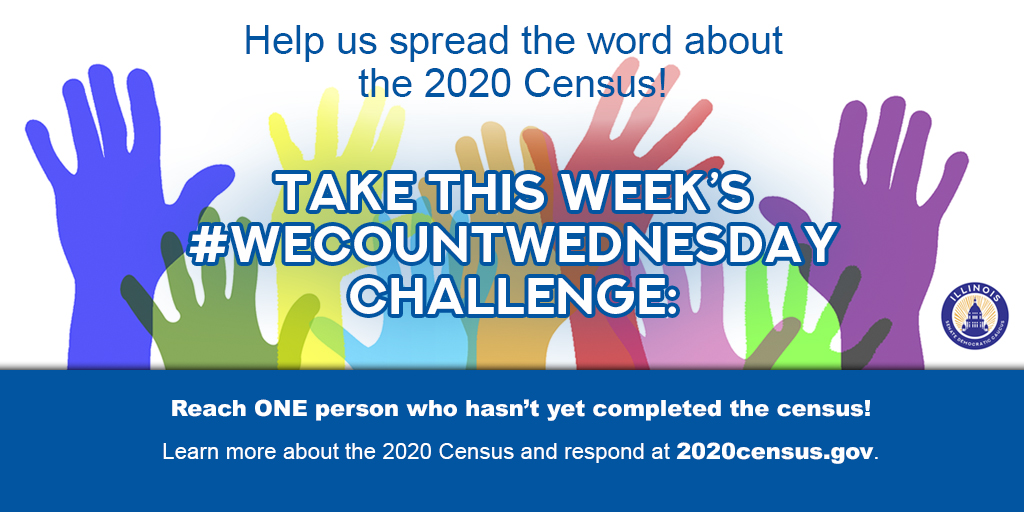 ILSenDems's tweet photo. A lower court has extended the deadline to complete the #2020Census, but it’s important that you respond ASAP in case the deadline moves again. For this final #WeCountWednesday, reach out to one person who hasn’t yet responded and help them get started at https://t.co/0DCMYh3OJH. https://t.co/bZJwz8KJvs