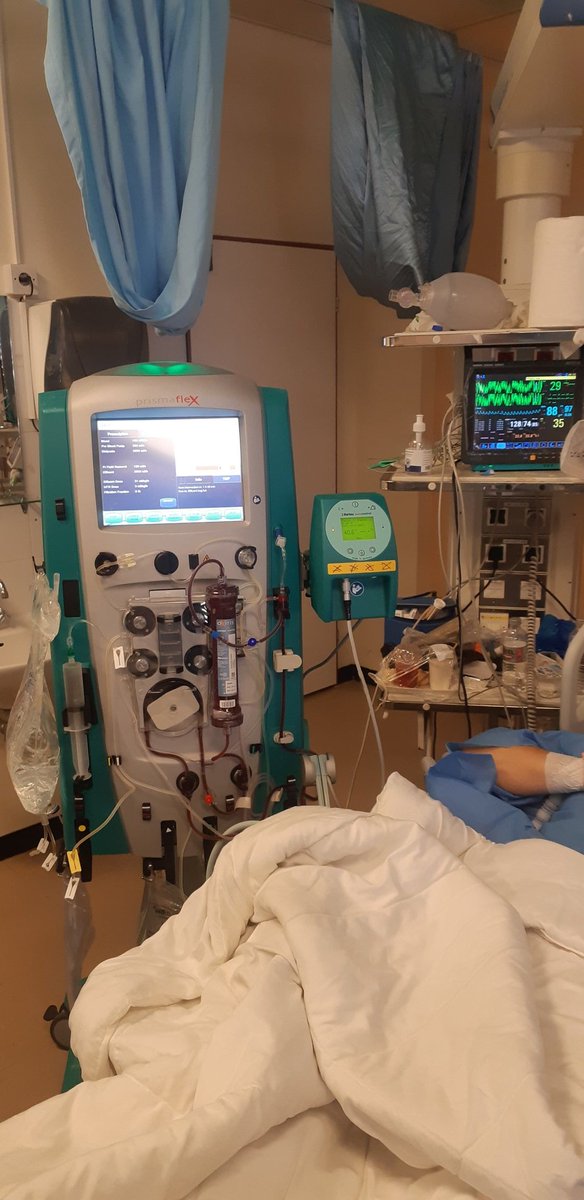 Al__Qutrani's tweet photo. First CRRT #HDx session in Nephrology Department Benghazi medical center in COVID-19 Bronchopneumonia patient with AKI at Medical ICU #oxiris
اليوم في مركز بنغازي الطبي لأول مرة وفي المنطقة الشرقية تم بدء أول جلسة بفلتر غسيل الكلى أوكسيريس الخاص بالكوفيد 19
#baxter #Prismaflex https://t.co/5jdsYMGDGE