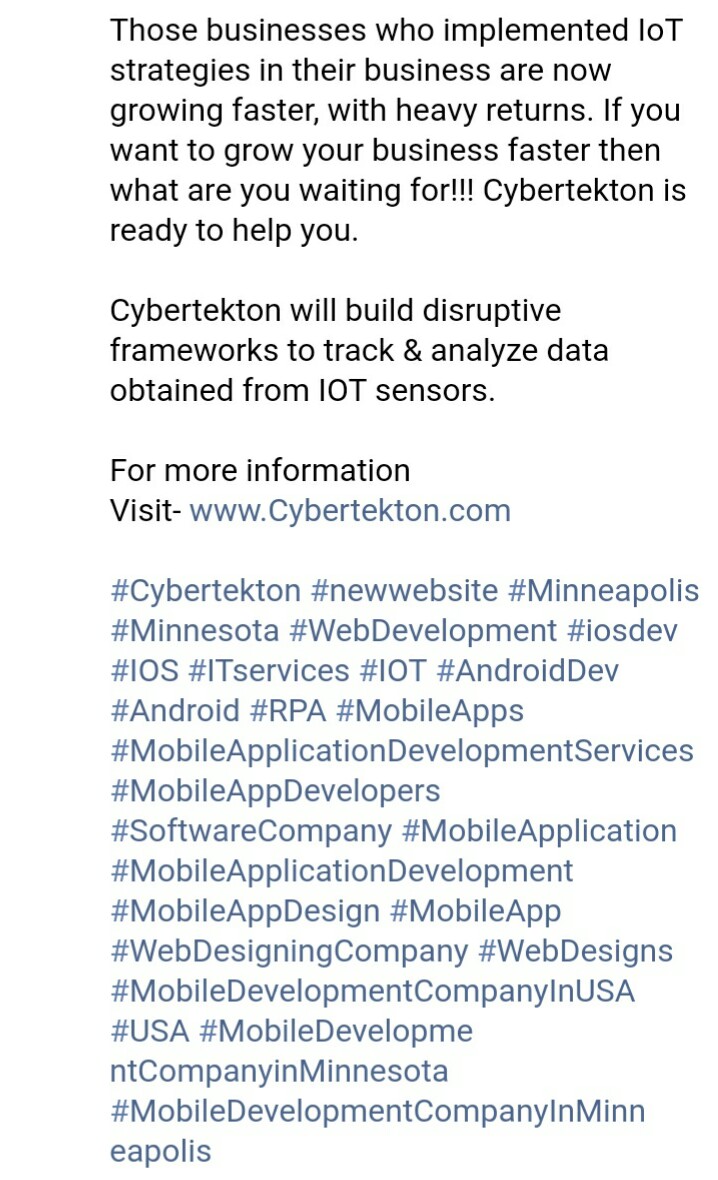 CyberTekton's tweet photo. #Cybertekton will build disruptive frameworks to track &amp; analyze data obtained from IOT sensors.

Visit- https://t.co/i5KCCXTJsN

#USA #SoftwareCompany #IoT #MobileApp #Minnesota #Minneapolis #Website #MobileAppDevelopment #Android #Java #NET #IOS #ITservices #RPA #Business https://t.co/E44gsoGtv2