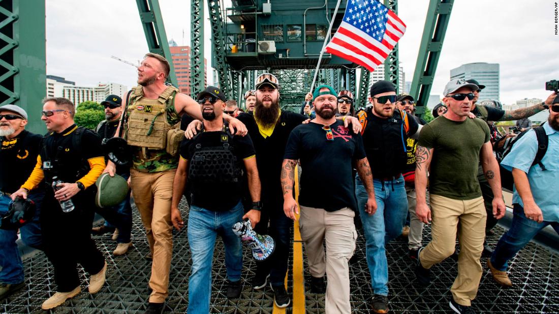 The Proud Boys are only one of these groups. They're a paramilitary street gang that goes above the law, engages in violence and intimidation, and often receives help from law enforcement and white supremacists.They're fascists and this behavior is well documented.5/
