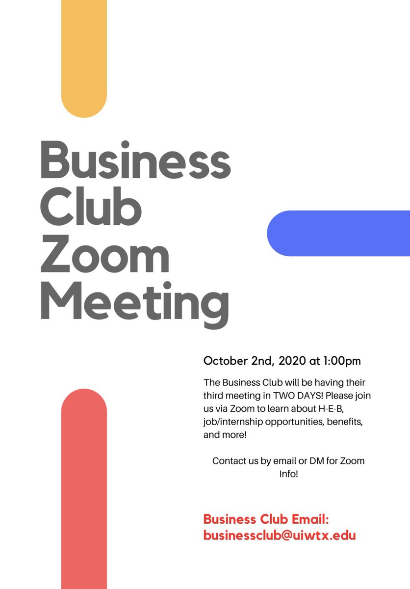 BusinessClubUIW's tweet photo. Our Business Club meeting with guest speaker Christian Donnell is in two days! #uiw #uiwbusinessclub #clubmeeting #uiwcardinals #hebschoolofbusiness #learn #heb https://t.co/b2ldqzA2Hl
