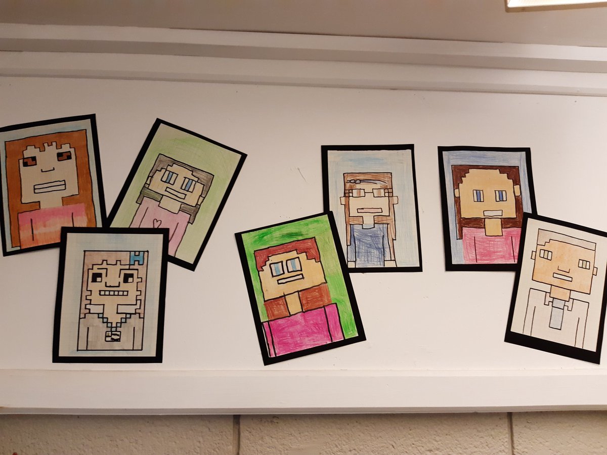 5_bedford's tweet photo. Just some of our amazing minecraft  selfies in Class5M! Can you figure out who is who? Some of them are uncanny!! #minecraftselfies https://t.co/CkF2x7vrwF