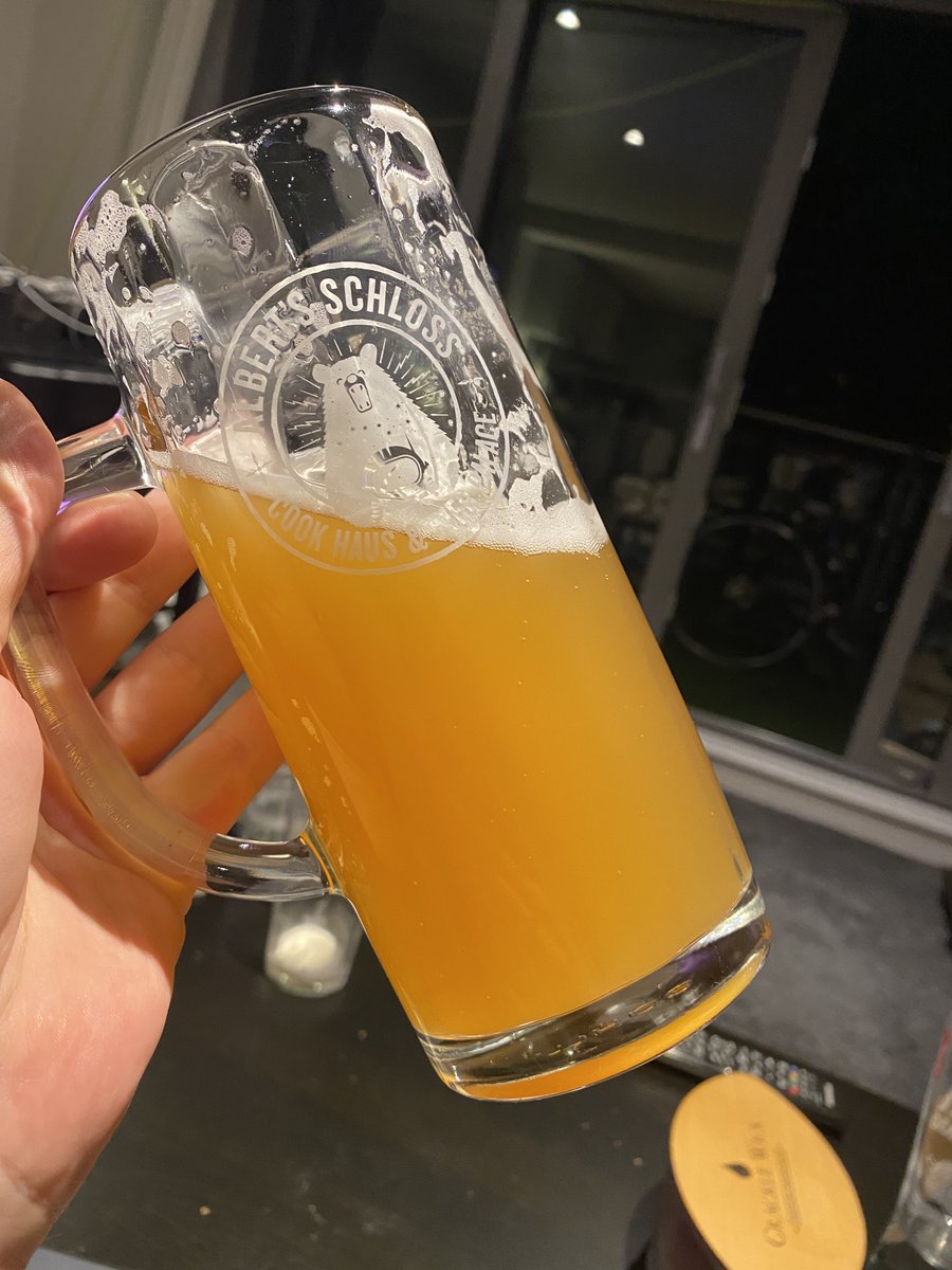 Metahertz's tweet photo. #FirstBrew #BeerUpdate 2/2 12 hours in the carbonated cold crash to ~1C had imparted a good amount of carbonation to the beer, upped to 3-5C serving temp (need a better controller in the fridge) gave a burst at 40PSI for another ~5 hours and declared ready! Beer time!!! CHEERS! https://t.co/6KyLa9MLUT