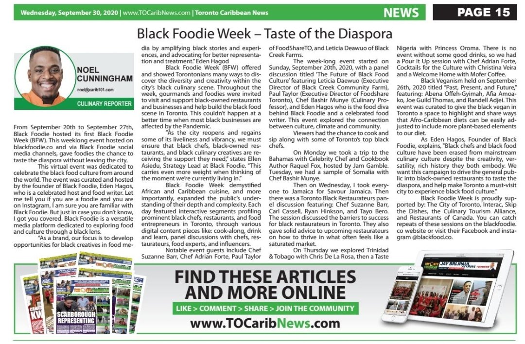 Shoutout to <a href="/BlackFoodie/">Black Foodie</a> on a awesome week of celebrating black food in #Toronto.