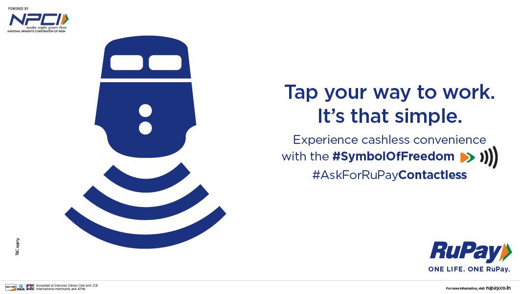 RuPay_npci's tweet image. How do you know that your next commute to work is going to be completely cashless? It’s simple. If you have the ‘contactless’ symbol on your RuPay contactless card, you’re all set to just tap and pay! #RuPayContactless #SymbolOfSafety #OneLifeOneRuPay #RuPay