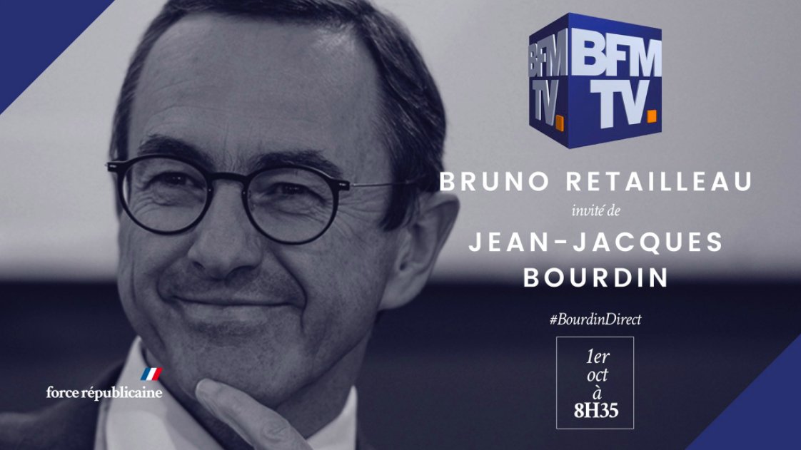 ForceRepParis's tweet image. Retrouvez @BrunoRetailleau demain à 8h35 au micro de Jean-Jacques Bourdin sur 
@BFMTV
 &amp;amp; 
@RMCinfo
. 
🔗 bfmtv.com/en-direct/