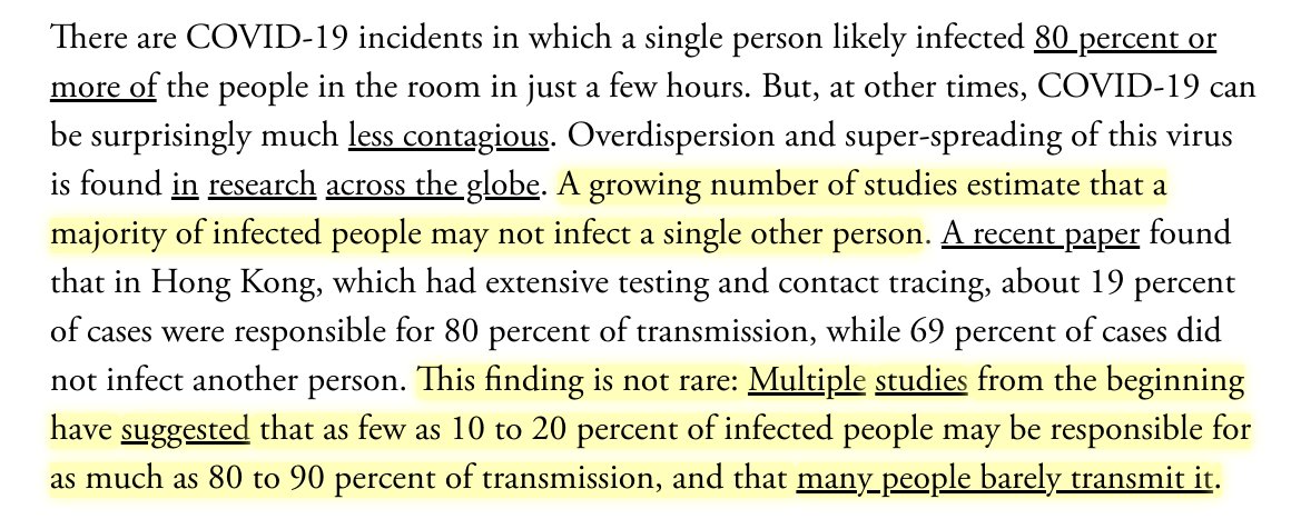 ❗️Did you know that *study after study* finds most people don't seem to transmit COVID at all? That a small percent is responsible for almost all infections? That R is not that informative? My new piece on why this may be key to controlling the pandemic. theatlantic.com/health/archive…