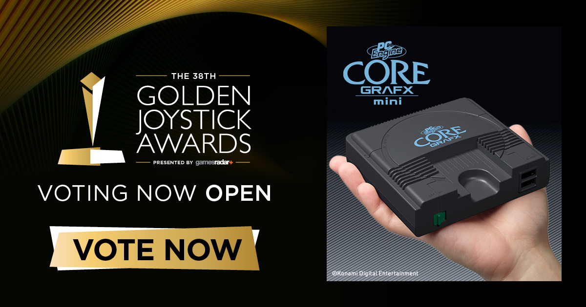 KONAMIUK's tweet image. The PC Engine #CoreGrafx mini has been nominated for a "Best Gaming Hardware" #GoldenJoysticks award! 🙌

If you love the mini retro console, please give it a vote! You can do so at the link below. 👇

gamesradar.com/goldenjoystick…