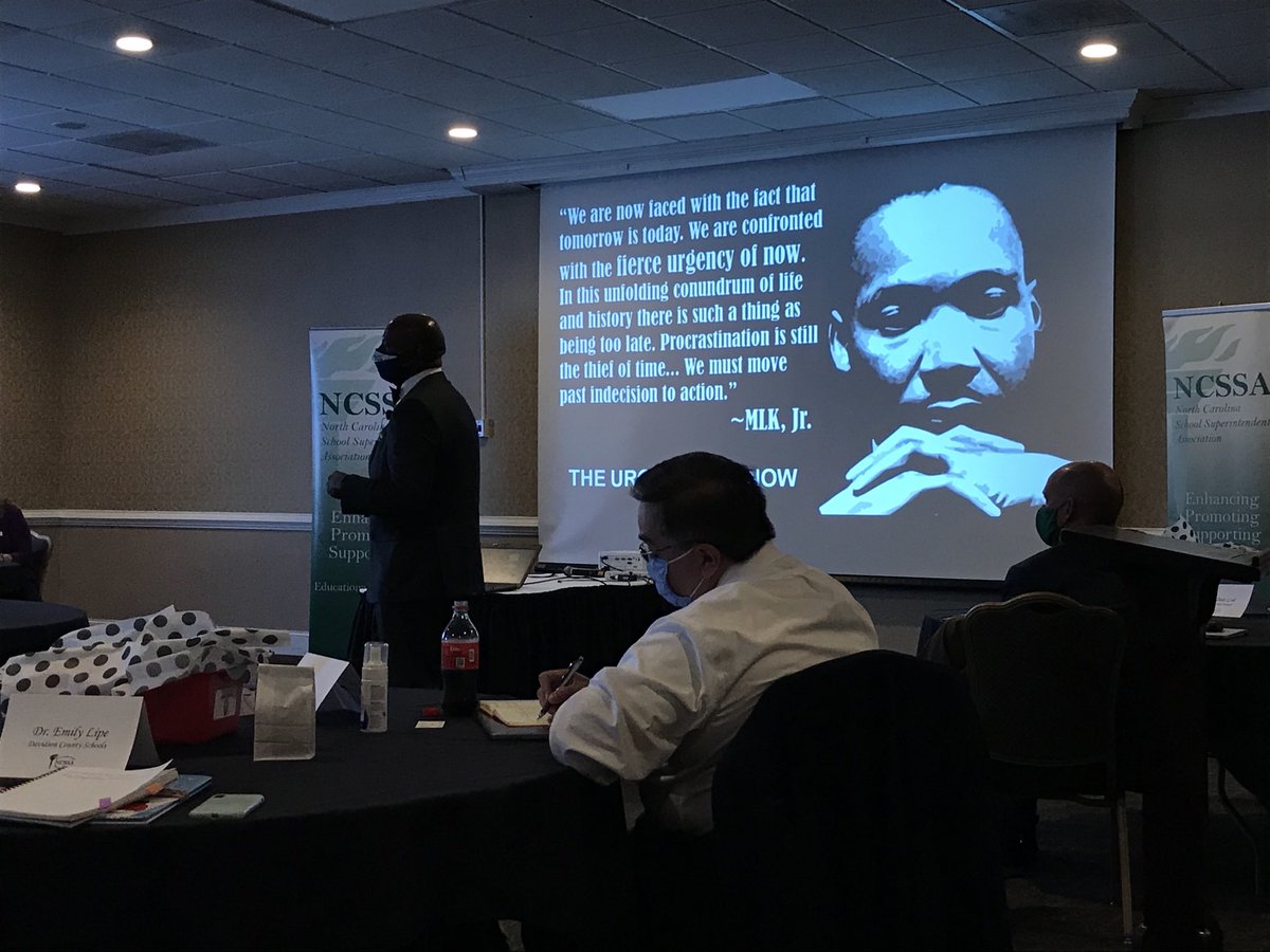 Hearing from State Superintendent of the Year ⁦<a href="/DrJackson06/">Anthony D. Jackson</a>⁩ that today is an opportunity to re-imagine education if we embrace it with a “fierce urgency of now!” 💪🏻 Let’s go! Thank you ⁦<a href="/ncsupers/">Jack Hoke</a>⁩ for leading the Next Generation of superintendents!