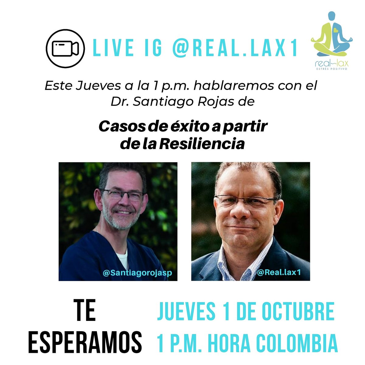 Mañana te esperamos a la 1p.m. en nuestro live en Instagram <a href="/real/">Real</a>.lax1 junto al Dr. Santiago Rojas (<a href="/SantiagoRojasMD/">Santiago RojasPosada</a> ) para hablar de Resiliencia. Agéndate, te esperamos!!

#resiliencia #SaludMental #CrecimientoPersonal pic.x.com/BSSBBOdjSz