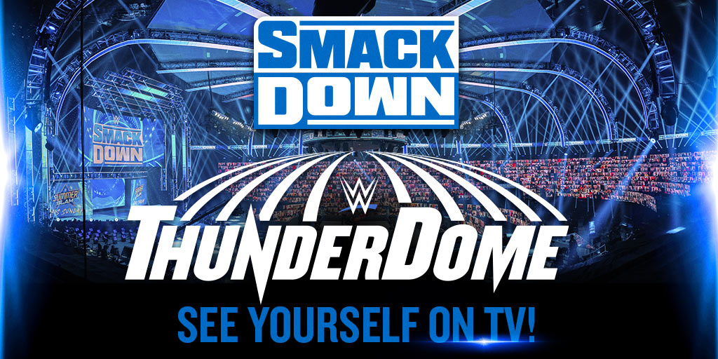 WWE's tweet photo. Join fans from around the world live on TV!

Register now for your virtual seat in the #WWEThunderDome on #SmackDown! https://t.co/DJkxo7oaos https://t.co/bc1zGyFMsS